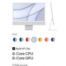 iMac 24-inch with Retina 4.5K display-Apple M1 chip with 8 core CPU and 8 core GPU 512GB-Silver