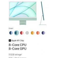 iMac 24-inch with Retina 4.5K display-Apple M1 chip with 8 core CPU and 8 core GPU 512GB-Green